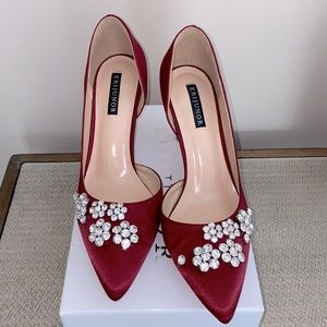 Burgundy Evening Shoes with Rhinestones Size 9